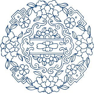 中式传统圆形花纹图案
