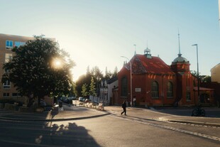 城市街道的阳光建筑景象