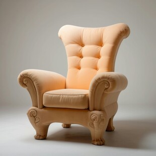 复古米色绒面扶手沙发