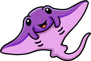 可爱紫色蝠鲼卡通形象