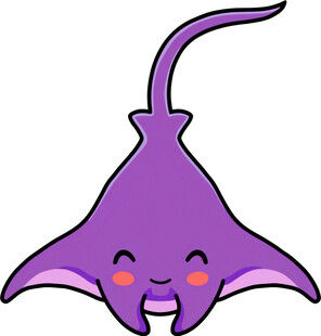 紫色笑脸卡通魔鬼鱼