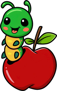 毛毛虫趴在红苹果上