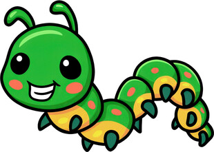 可爱绿色毛毛虫卡通形象