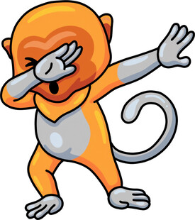 俏皮猴子做搞怪手势