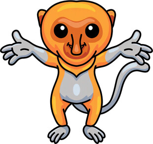 可爱卡通小猴张开双臂