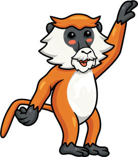 卡通猴子挥手