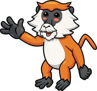 挥手的卡通猴子