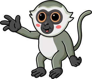 可爱猴子挥手打招呼
