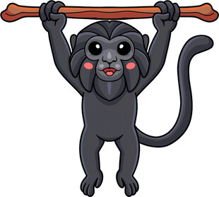 可爱黑猴举木棍