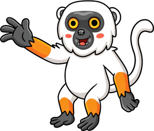 可爱卡通猴子挥手