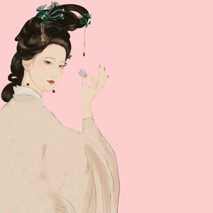 古风女子手持花朵
