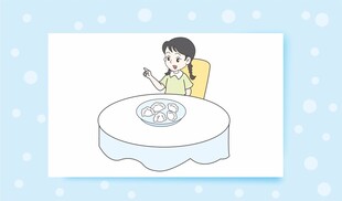 女孩吃饭