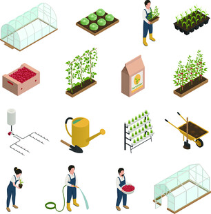 园艺劳作场景与工具展示