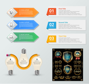 矢量几何信息图表复古标签集合