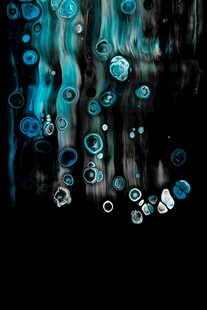 梦幻蓝黑气泡抽象背景图