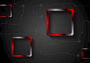 黑色背景上的红边方形图案