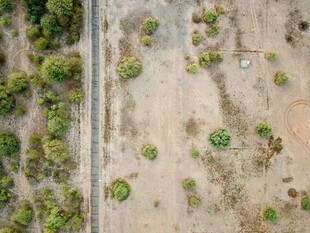 俯瞰荒野中的稀疏植被