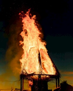 熊熊燃烧的高大火焰景观