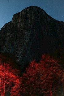 夜幕下红树映衬的巍峨山峰