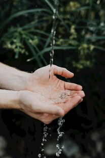 双手捧接清水瞬间