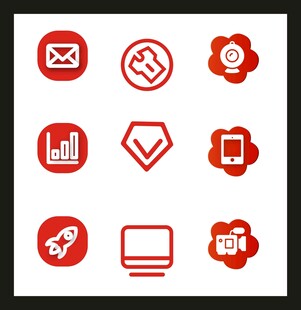 红色简约商务办公图标集