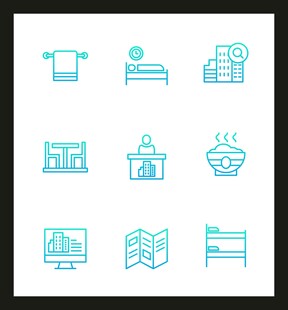 简约蓝色办公生活图标集