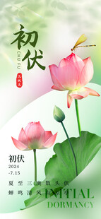 三伏天初伏节气简约意境海报