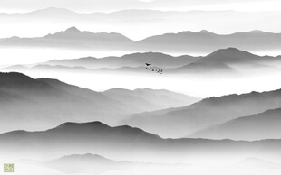 水墨山水画  背景墙