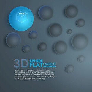 3D立体蓝色圆形背景图案