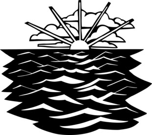 海上日出黑白简约 