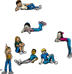 多样姿势的休闲人物插画