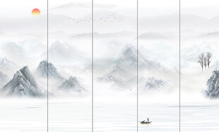 中式山水画背景图片