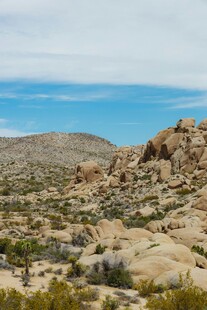 荒漠中的岩石与远方海景