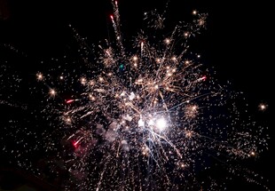夜空中绚烂绽放的烟花