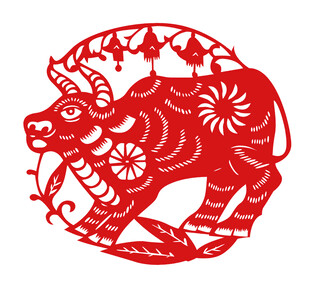 剪纸 剪影 牛 