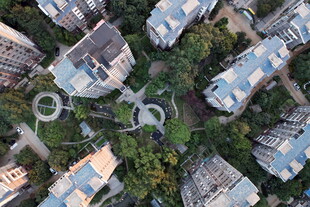 俯瞰城市中的绿化住宅区