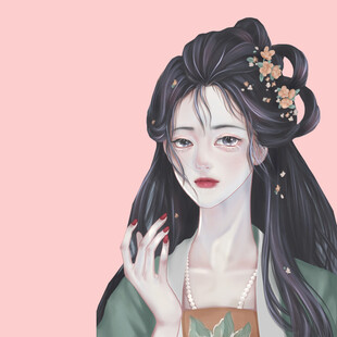 古风女子 青丝簪花展温婉