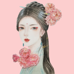 古风美人簪花图