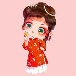 古风红衣萌系少女