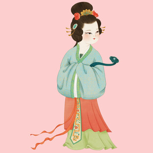 古风汉服女子与青鸟