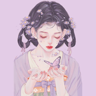 古风少女与蝶的唯美瞬间