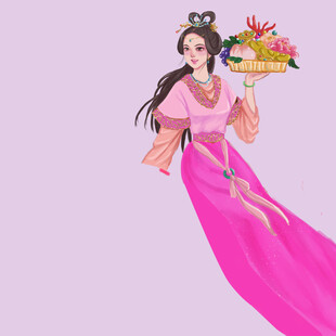 古风女子托举果盘