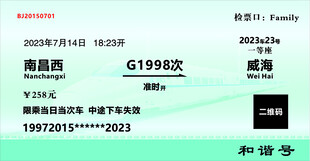 高铁车票