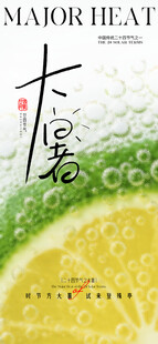 夏日柠檬片大暑海报