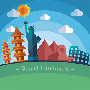 世界著名地标建筑插画