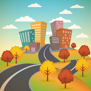 秋日城市公路风景图