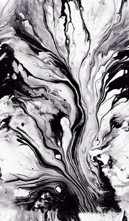 黑白奇幻树艺术插画