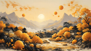 秋日山林盛景 金叶覆山川