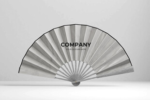 银色折扇展示公司标识
