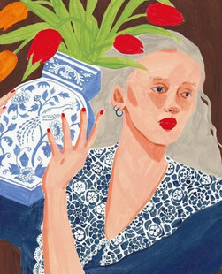 拿花瓶的女人油画